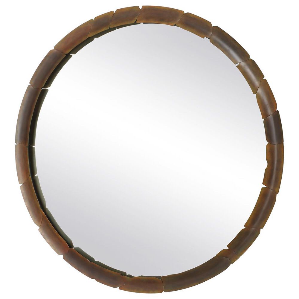Uttermost Auger Round Wall Mirror in Aged Rust Bronze, , large