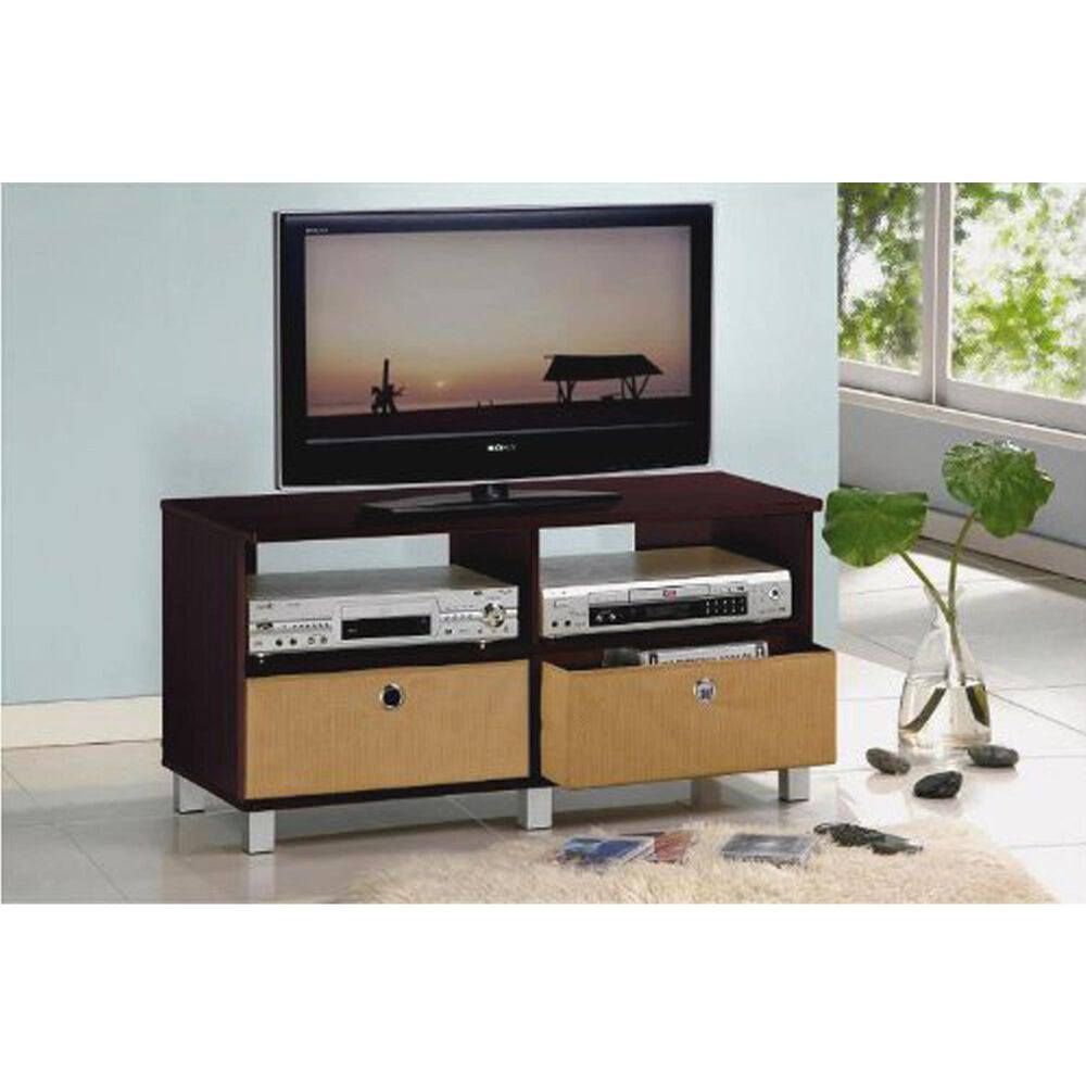 HOMLUX 37.8" Entertainment Center TV Stand with Bin Drawers in Espresso, , large