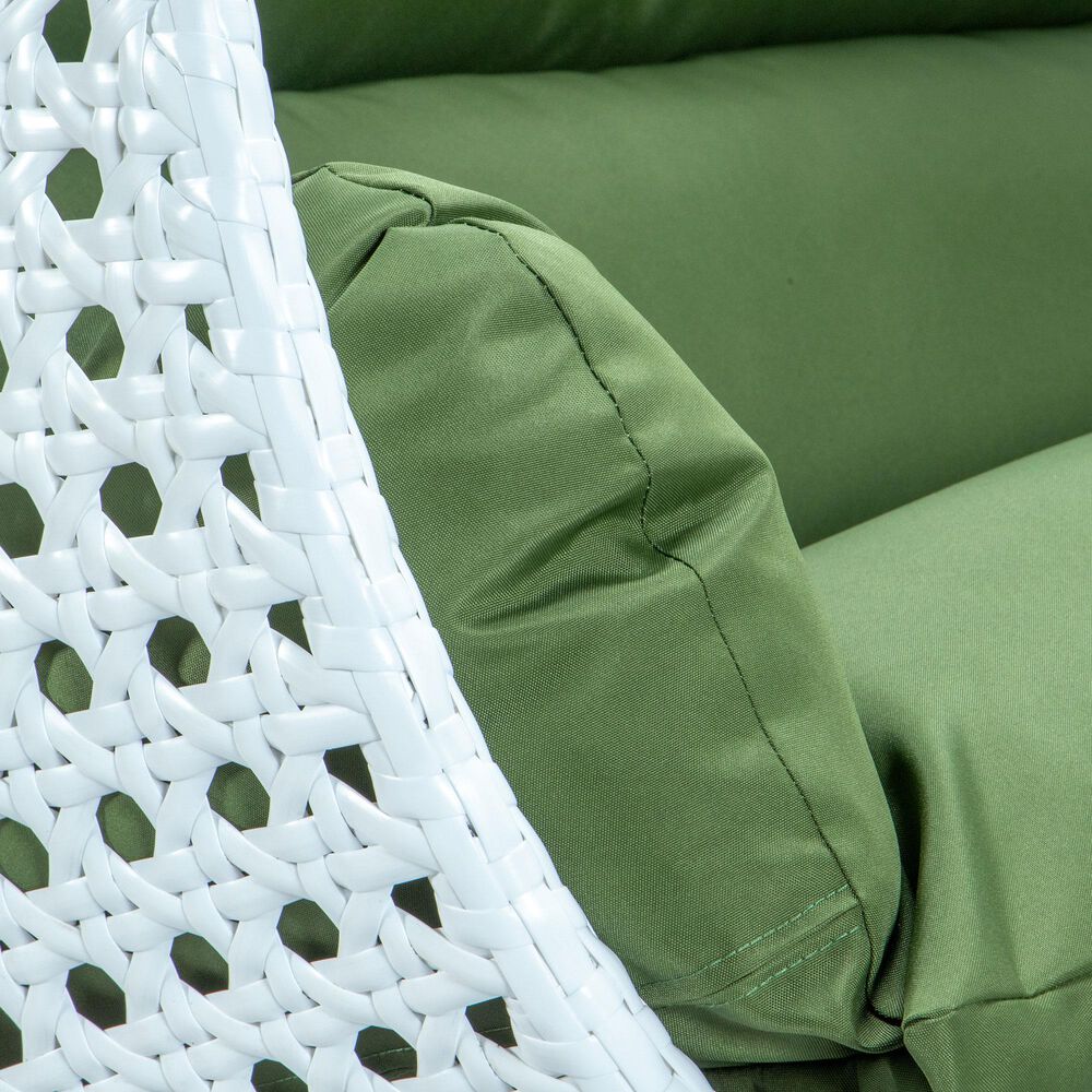 Leisuremod 2-Seat Hanging Egg Swing Chair with Dark Green Cushion in White, , large
