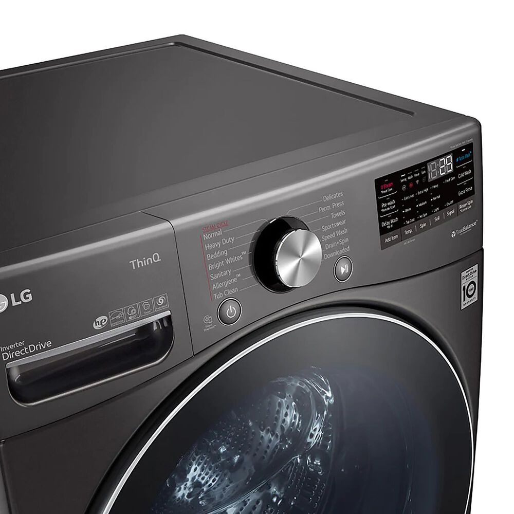 LG 5.0 Cu. Ft. Front Load Washer and 7.4 Cu. Ft. Electric Dryer with TurboWash 360 Laundry Pair in Black Steel, , large
