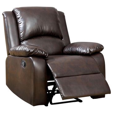 Furniture of America Geyer Stationary Recliner in Rustic Dark Brown, , large
