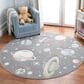 Safavieh Carousel 3" Round Grey and Lavender Kids Area Rug, , large