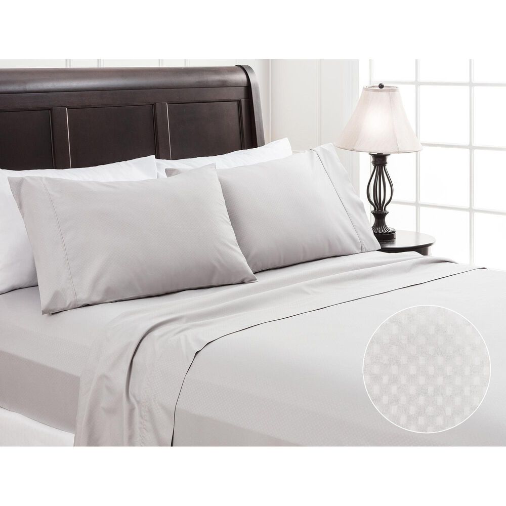 4-Piece King Checkered Emboss Sheet Set in Modern Gray, , large
