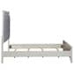 Belle Furnishings Reflections Queen Panel Bed with Gray Upholstered in Pearl White and Rhinestone, , large
