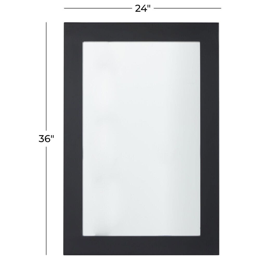 Maple and Jade 36&quot; Wood Rectangular Minimalistic Wall Mirror in Matte Black, , large