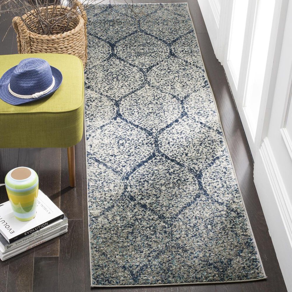 Safavieh Madison MAD604G 2"3" x 14" Navy and Silver Runner, , large
