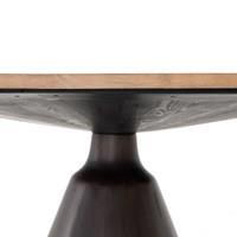 Four Hands Bronx Round Dining Table in Light Brushed Parawood and Dark Brown, , large