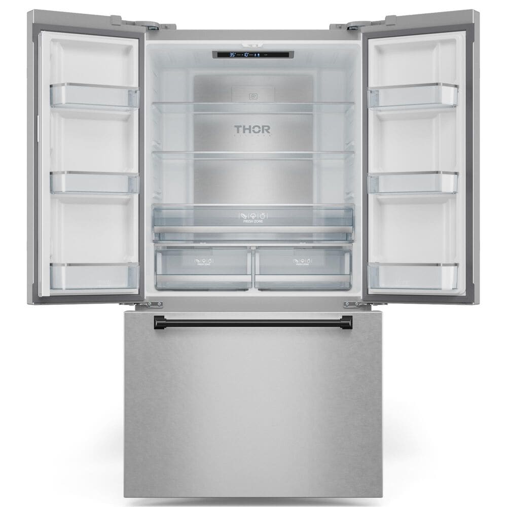 THOR KITCHEN Gordon Ramsay 20.3 Cu. Ft. Counter Depth French Door Refrigerator with Black Handle Kit in Stainless Steel, , large