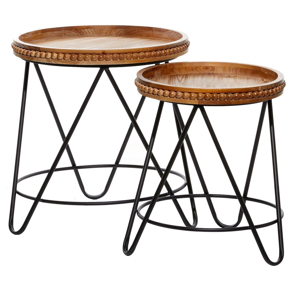 Maple and Jade Modern Metal Accent Table Brown Set of 2, , large