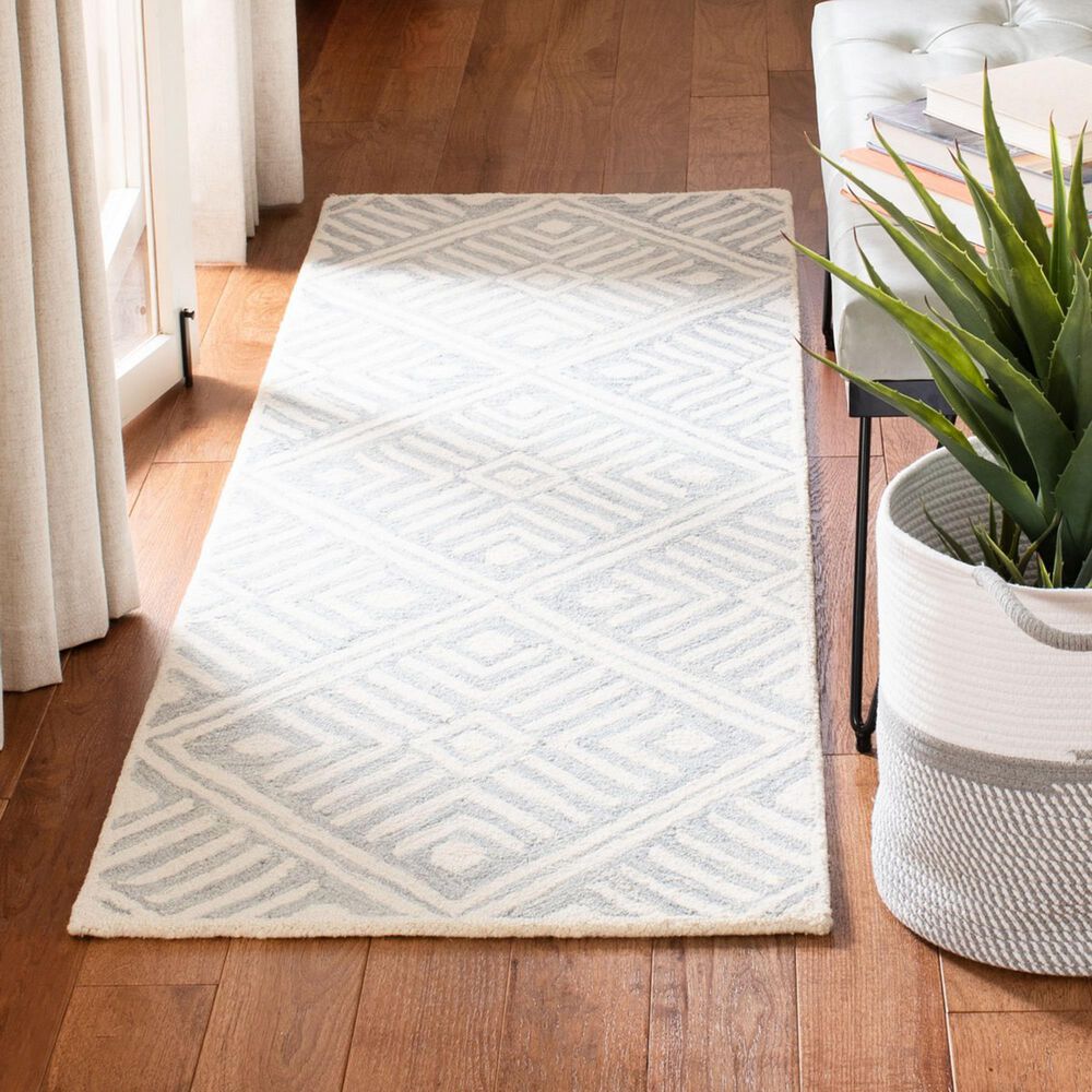 Safavieh Micro-Loop MLP262F 2&#39;3&quot; x 7&#39; Gray and Ivory Runner, , large