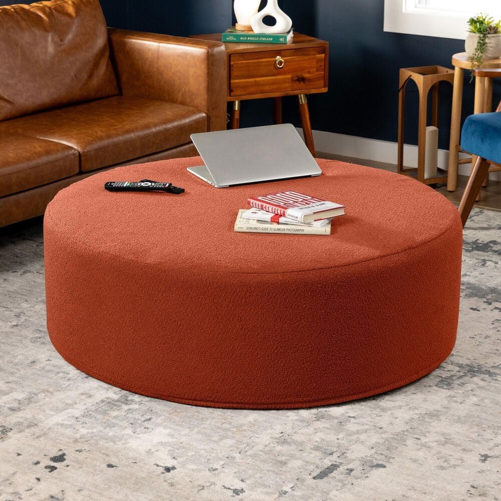 Jaxx Candler Round Ottoman in Terra Cotta, , large
