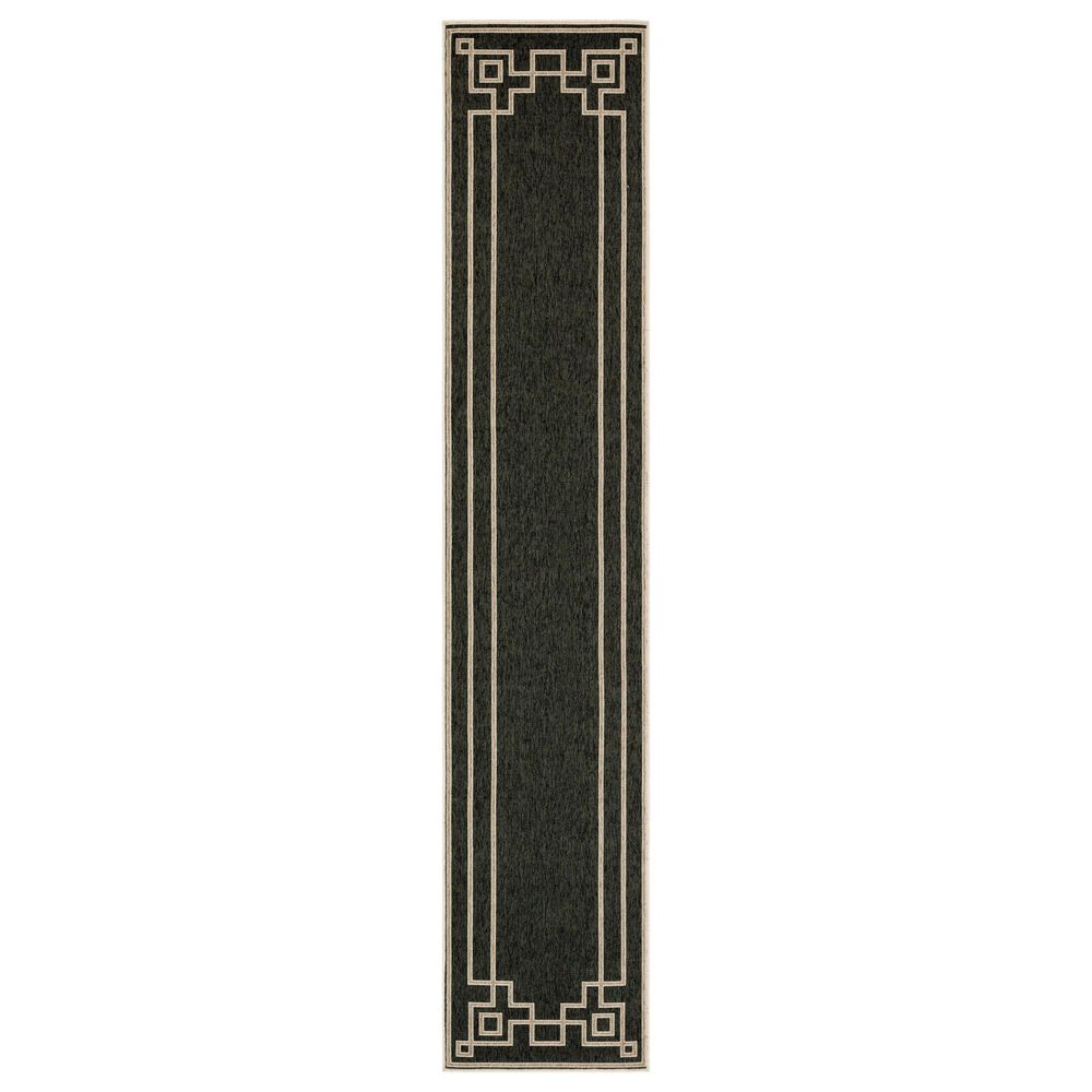 Surya Alfresco 2&#39;5&quot; x 11&#39;10&quot; Black, Brown and Beige Indoor/Outdoor Runner, , large