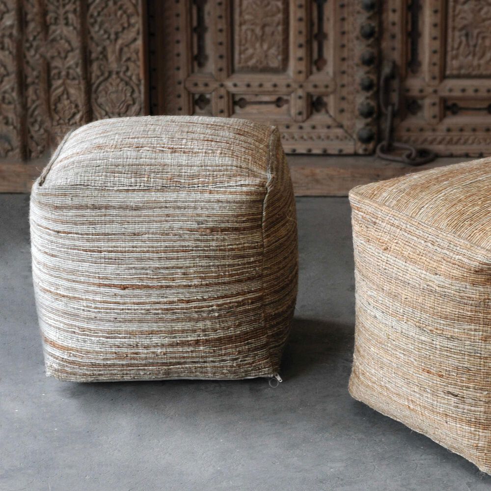 Uttermost Shiro Pouf in Butterscotch and Light Tan, , large