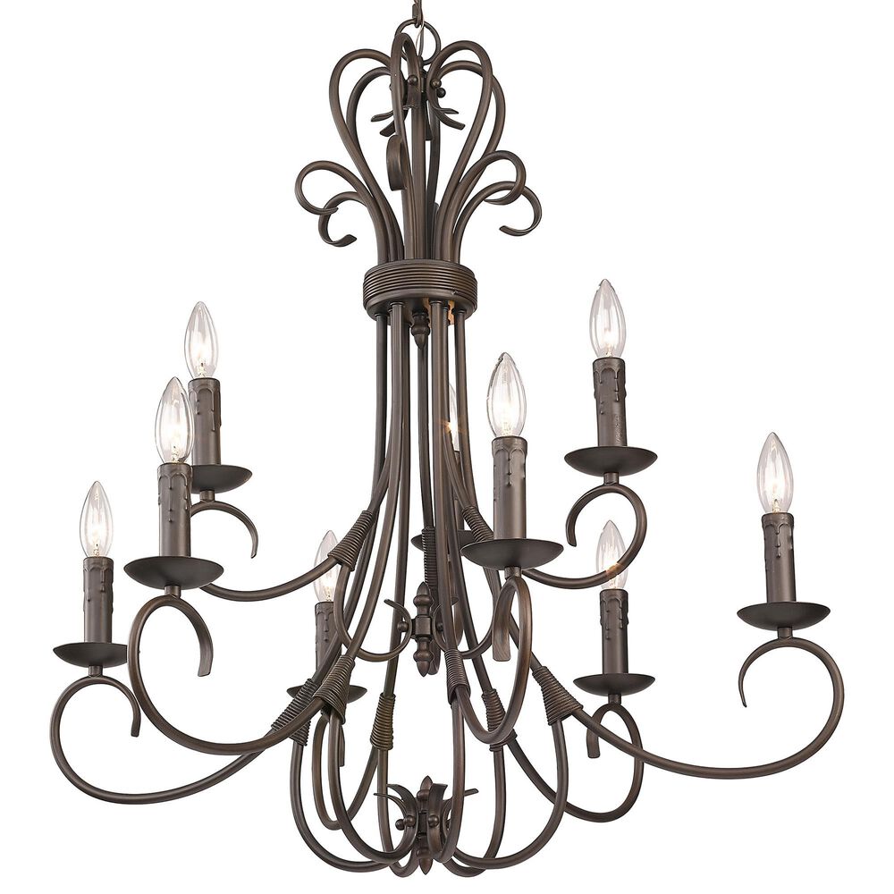 Golden Lighting Homestead 9-Light Candelabra Chandelier in Rubbed Bronze, , large