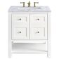 James Martin Vanities Breckenridge 30" Single Bathroom Vanity in Bright White with 3 cm Carrara White Marble Top and Rectangular Sink, , large