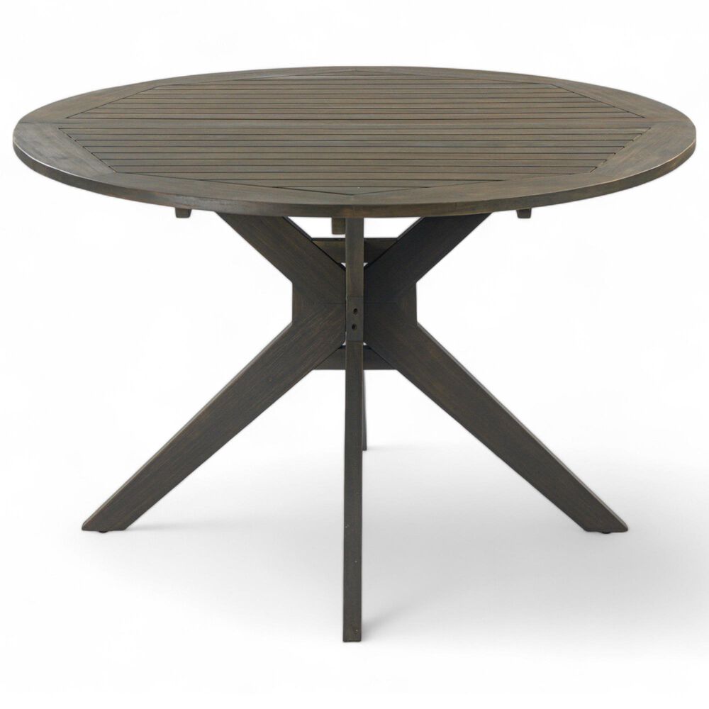Hearth and Haven Stanford Outdoor Round Dining Table in Gray - Table Only, , large