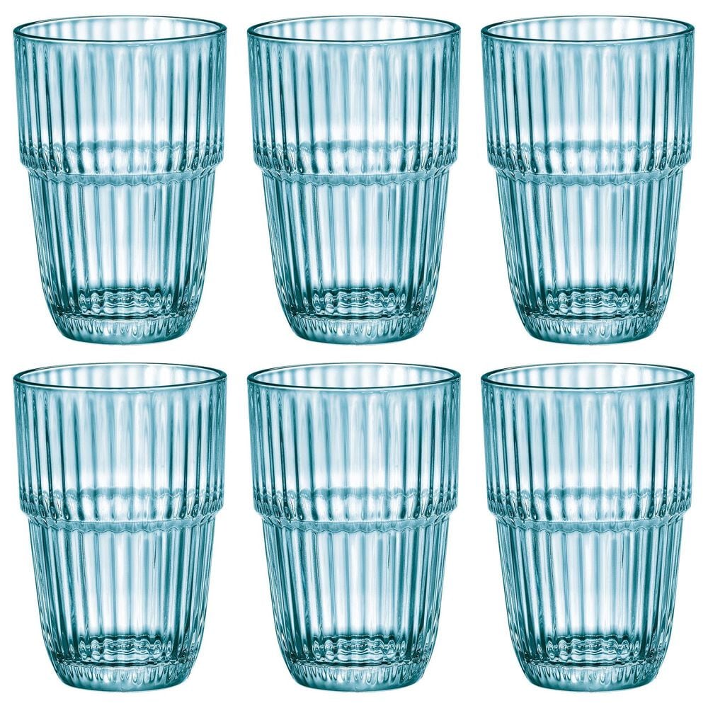 Bormioli Barshine Long Drink Stackable Drinking Glasses in Ice Blue (Set of 6), , large