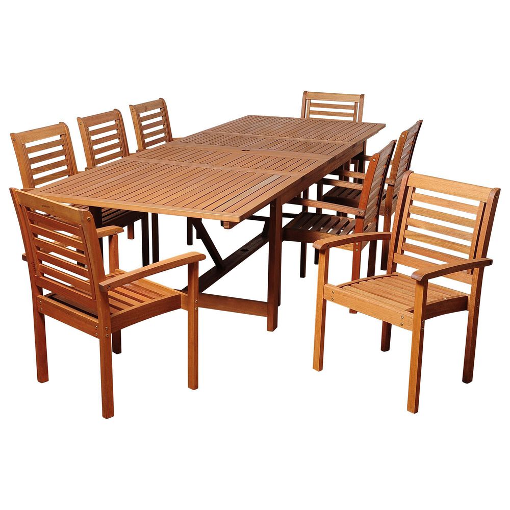 International Home Miami Torini 9-Piece Rectangular Extendable Patio Dining Set in Dark Brown, , large