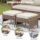 Hearth and Haven Patio Wicker Ottoman with Open Base Design in Beige (Set of 2), , large