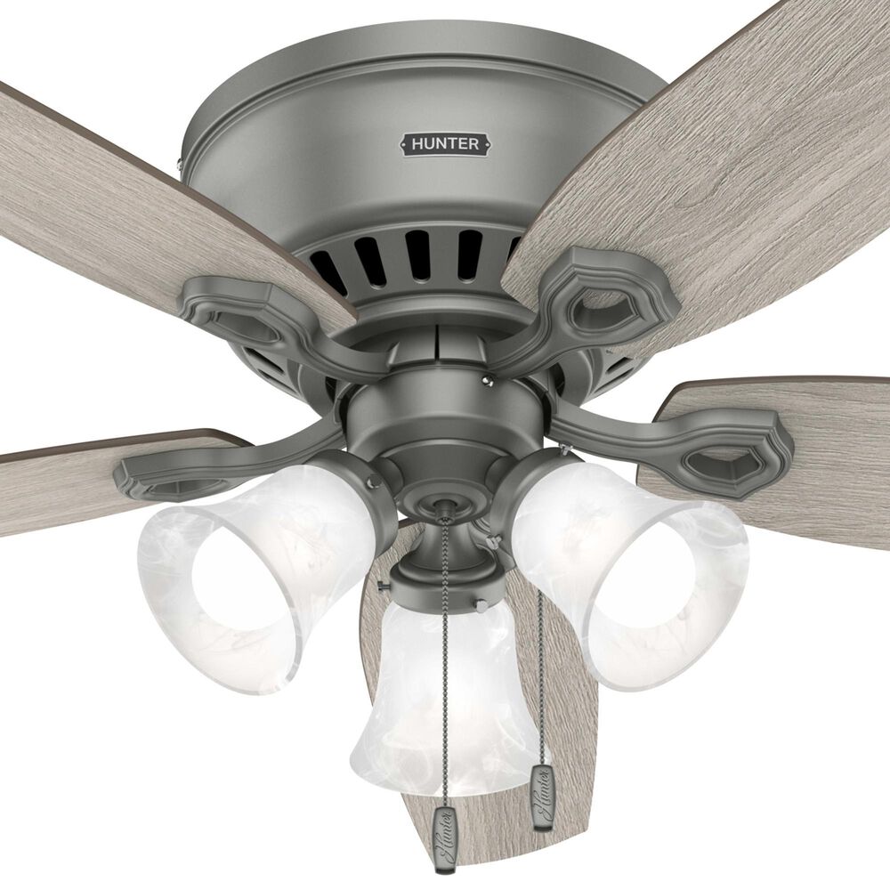 Hunter Builder Low Profile 52&quot; Ceiling Fan with Lights in Matte Silver, , large