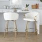 LumiSource Claire Swivel Counter Stool with White Faux Leather Upholstery in Gold (Set of 2), , large