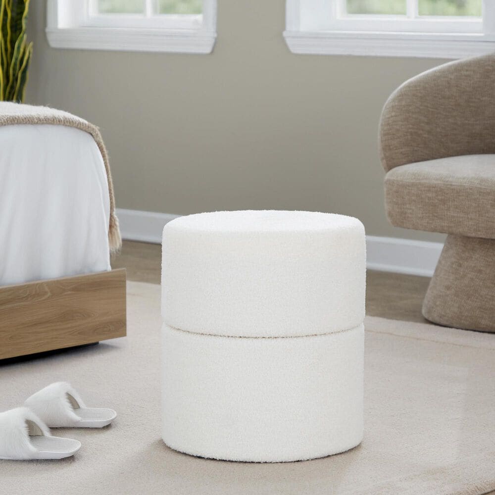 LumiSource Spin 18" Swivel Ottoman in Cream, , large