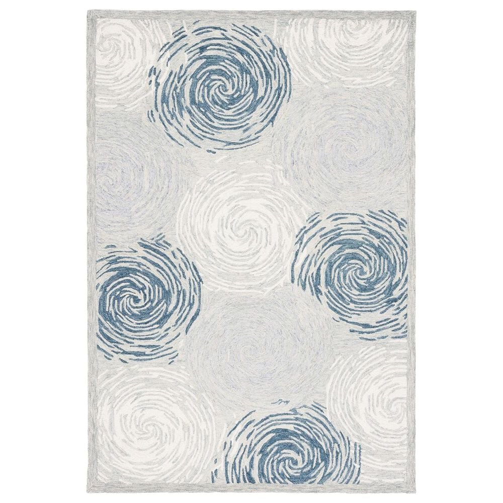 Safavieh Micro-Loop MLP382F 5" x 8" Gray and Ivory Area Rug, , large