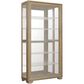 Chapel Hill Modern 5-Shelf Sliding Door Curio with LED in Light Brown, , large