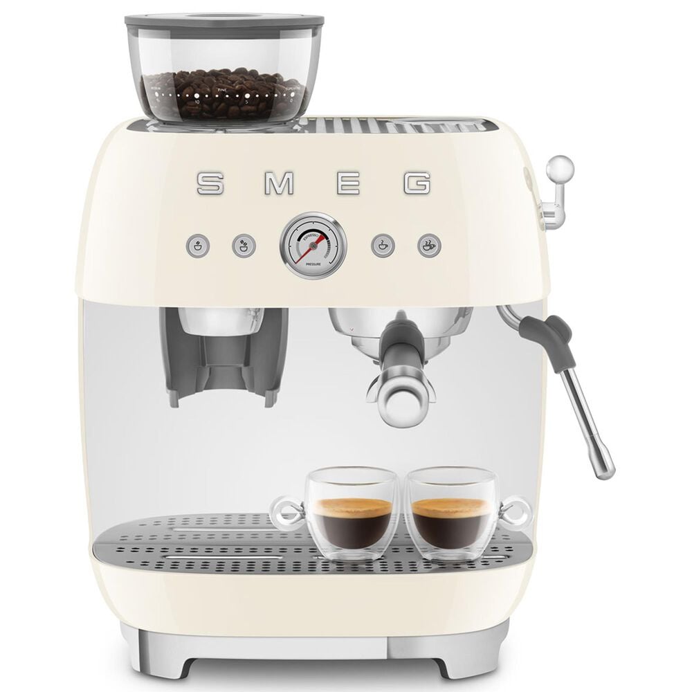 Smeg Espresso Manual Coffee Machine with Grinder in Cream, , large