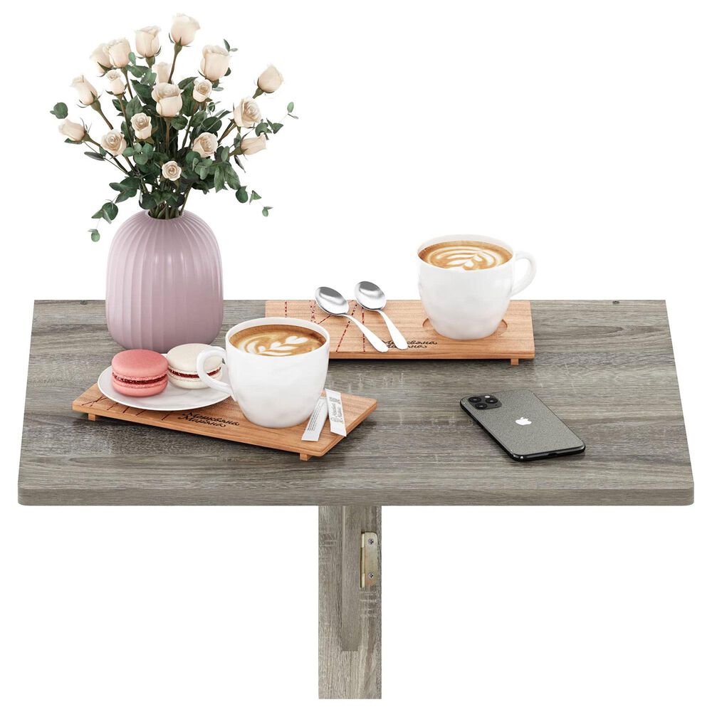HOMLUX Wall Mounting Folding Table in French Oak Grey, , large