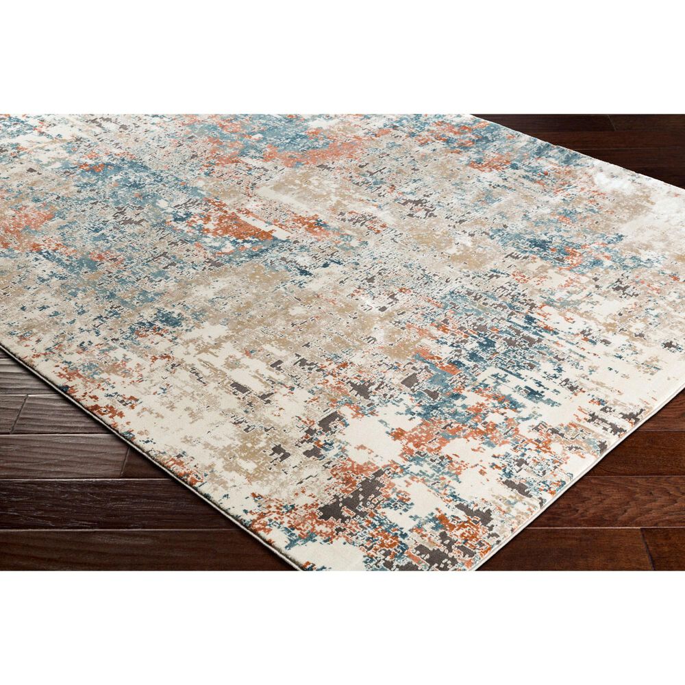Surya Pune Deep Teal, Sky Blue, Light Beige, Tan, Dark Brown and Burnt Orange 8&#39;10&quot; x 12&#39;4&quot; Area Rug, , large