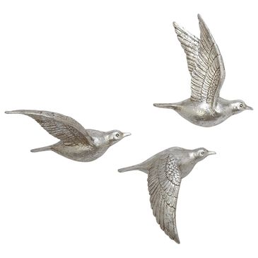 Maple and Jade 10" x 10" Coastal Bird Wall Decor in Silver (Set of 3), , large