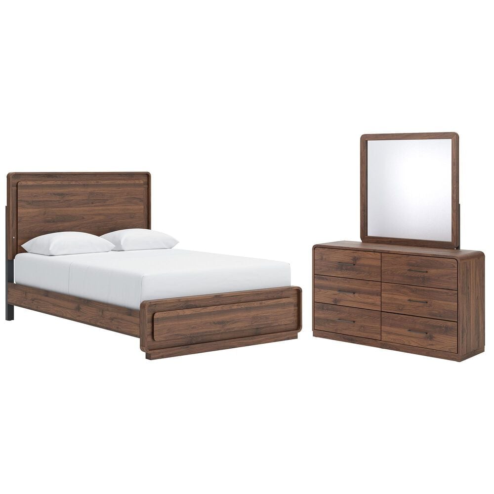 Ashley Fortlorn 3-Piece Queen Bedroom Set in Walnut Brown with LED Light, , large