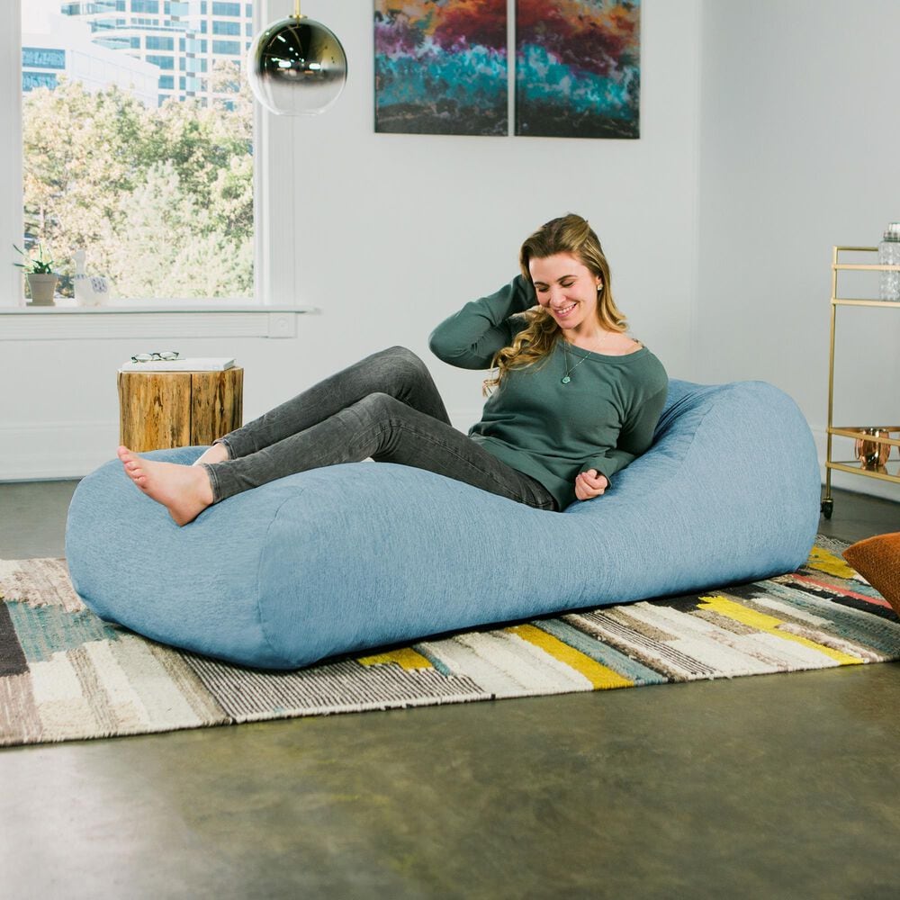 Jaxx Arlo Chaise Lounge Bean Bag Chair in Turquoise, , large