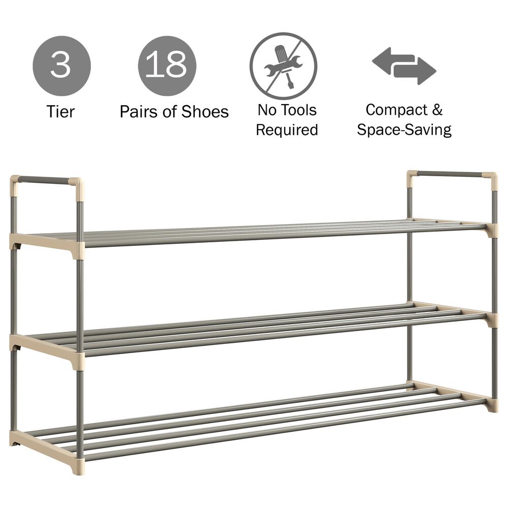 Timberlake 3-Tier Shoe Rack in Gray and White &#40;Set of 2&#41;, , large