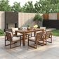 HOMLUX 7-Piece Patio Dining Set with 69" Rectangular Mocha Table and Umbrella Hole in Beige, , large