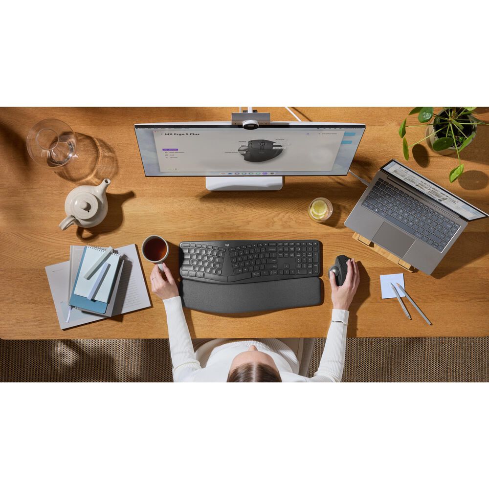 Logitech MX Ergo S Plus Wireless Ergonomic Trackball Mouse in Graphite, , large