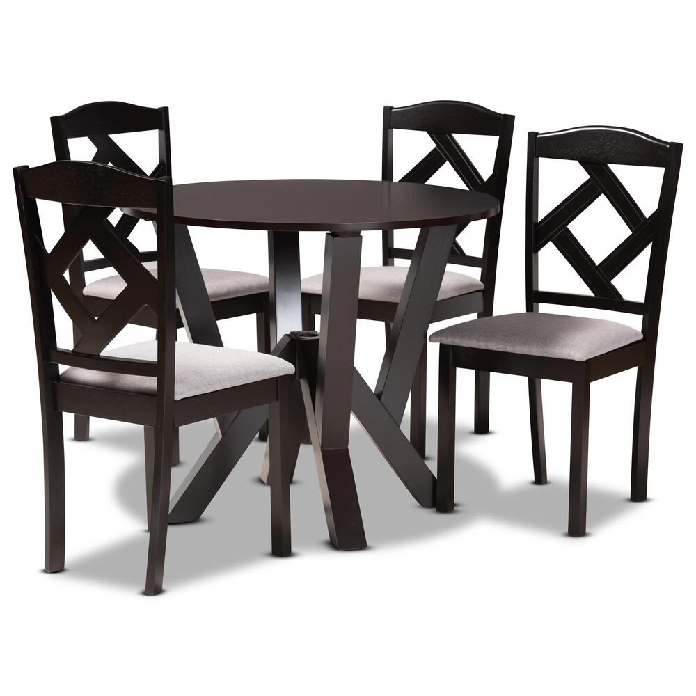 Baxton Studio Riona 5Piece Dining Set in Grey/Dark Brown NFM