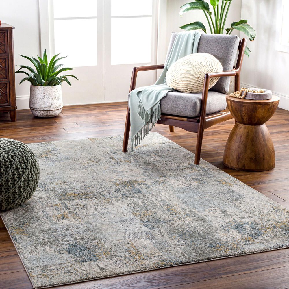Surya Dresden Dusty Sage, Taupe, Deep Teal, Off-White, Ink Blue, Light Gray and Mustard 6'7" x 9'6" Area Rug, , large