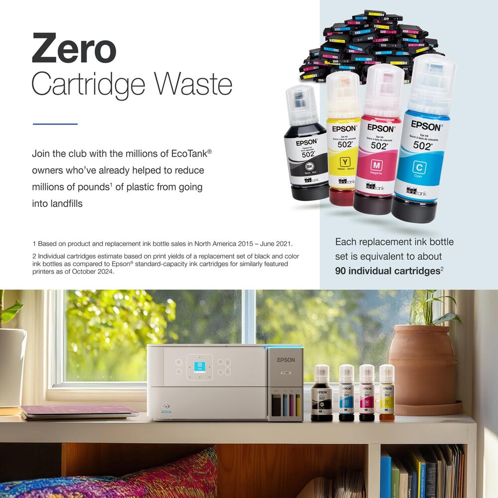 Epson EcoTank ET-2980 Wireless All-in-One Color Supertank Printer in White, , large