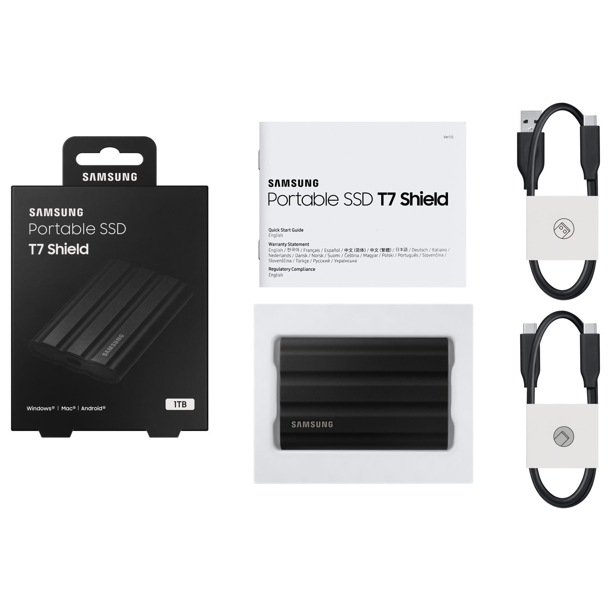 Samsung 1TB T7 Shield Portable External SSD in Black