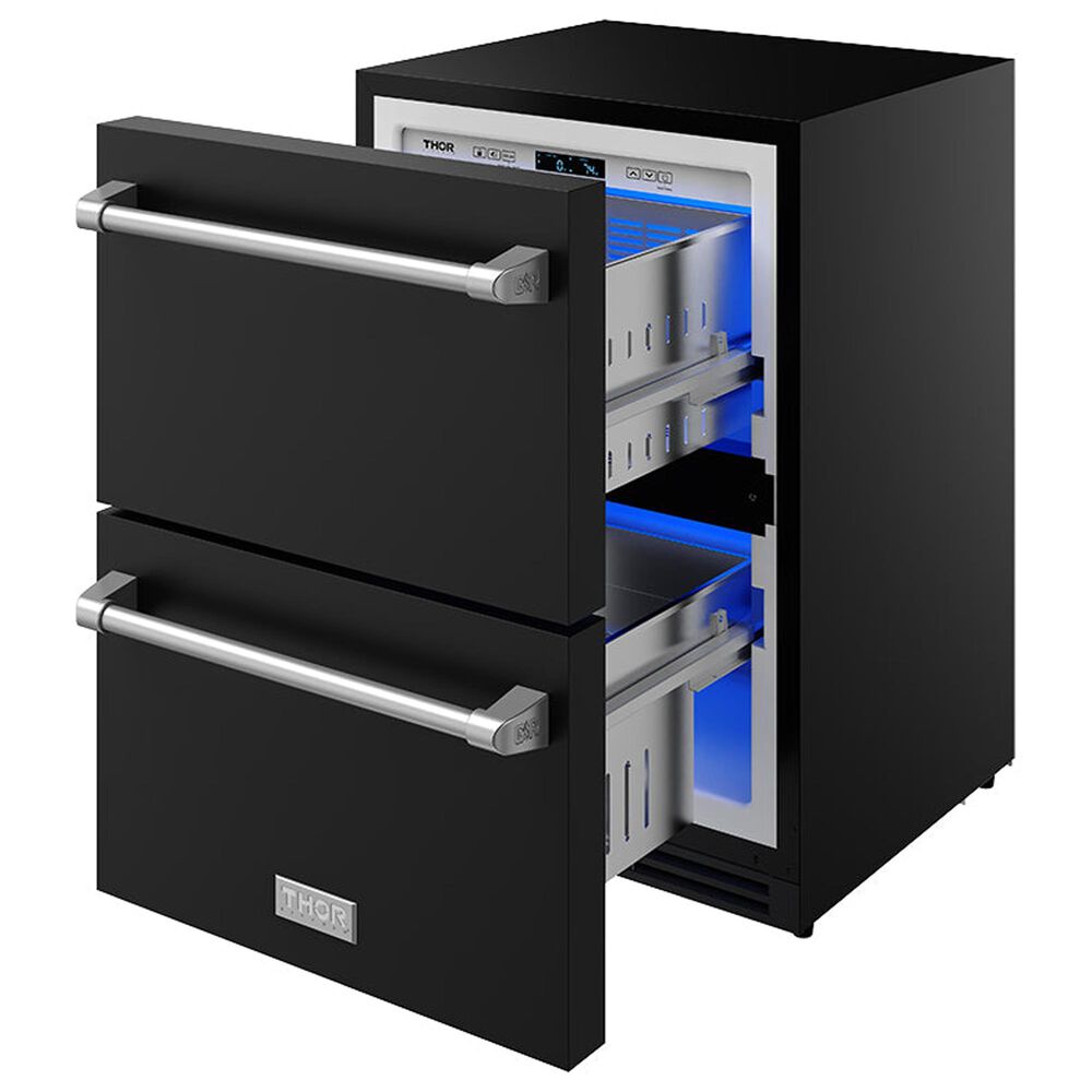 Thor Kitchen Gordon Ramsay 5.4 Cu. Ft. Undercounter Drawer Freezer with Stainless Steel Handle Kit in Black, , large