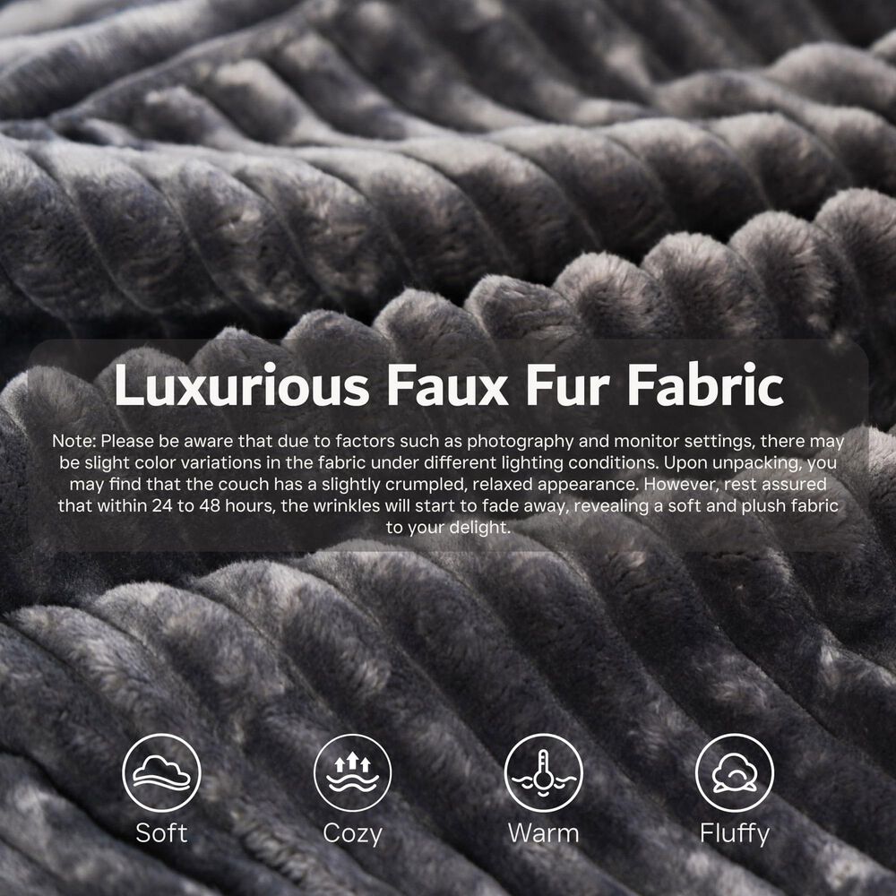 HOMLUX Modular Floor Sofa with Plush Corduroy, Big Comfy U-Shaped Sectional Couch in Gray, , large