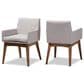 Baxton Studio Nexus Arm Chair with Greyish Beige Cushion in Walnut Brown (Set of 2), , large