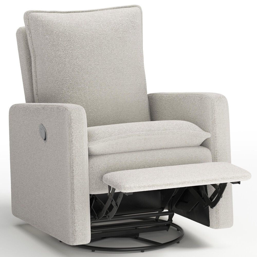 M Design Village Uptown Swivel Push Back Rocker Recliner in Boucle White, , large