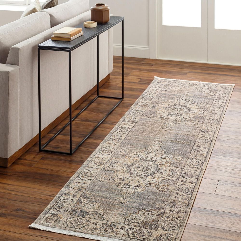 Surya Aida 2&#39;7&quot; x 9&#39; Beige, Medium Gray, Tan, Gray, Charcoal and Deep Teal Runner, , large