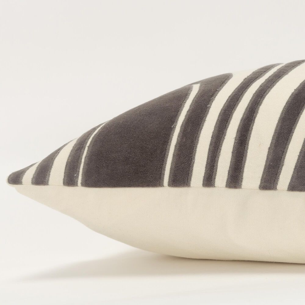 Rizzy Home 14&quot; x 26&quot; Abstract Down Filled Lumbar Pillow in Gray and Natural, , large