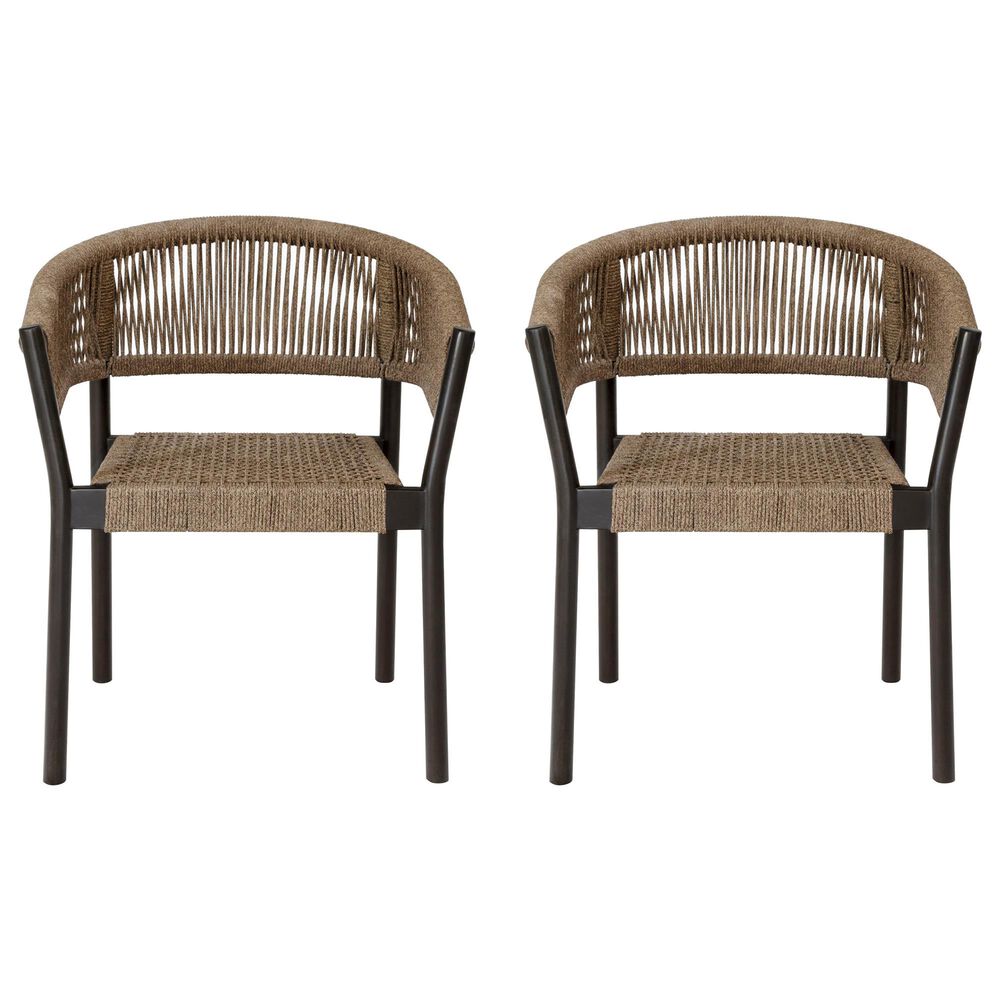 Blue River Doris Outdoor Dining Chair with Truffle Rope Seat in Dark Eucalyptus (Set of 2), , large