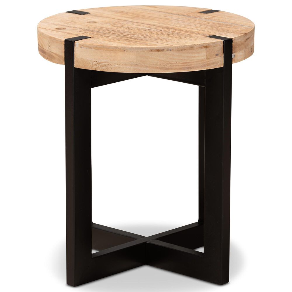 Baxton Studio Horace End Table in Natural Brown and Black, , large