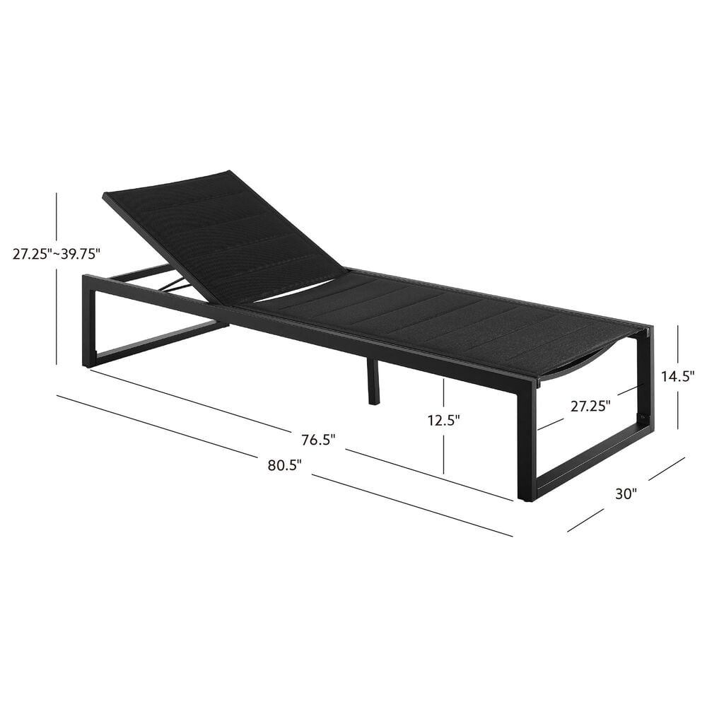 Linon Home Decor Holland Patio Chaise Lounge in Black, , large